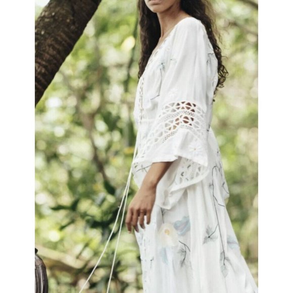 NWT Fillyboo I Am Lola Maxi Dress Duster Size Large Hand Embroidered - Picture 5 of 8